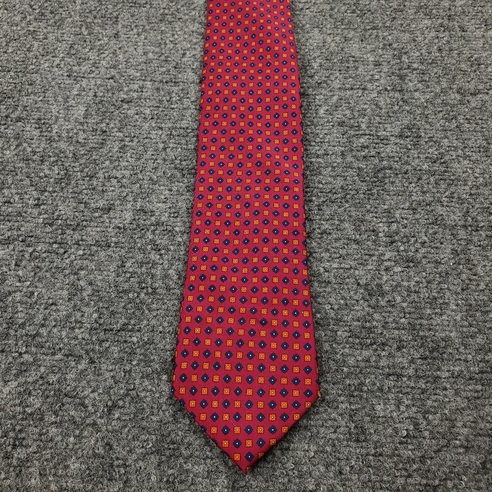 Charles Tyrwhitt Tie 100% Silk Geometric Formal Red Blue Orange Business Casual